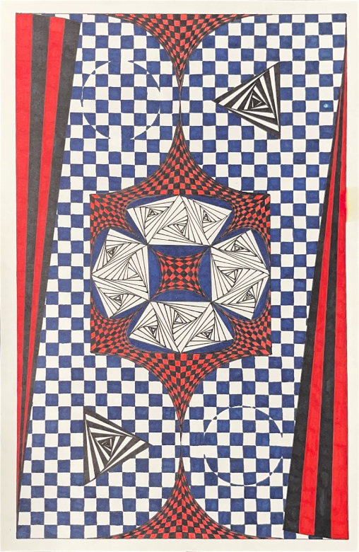 A photo scan of my freshman Op-Art piece